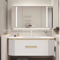 Bộ tủ chậu lavabo kết hợp tủ gương đèn LED cảm ứng kích thước 80x50cm